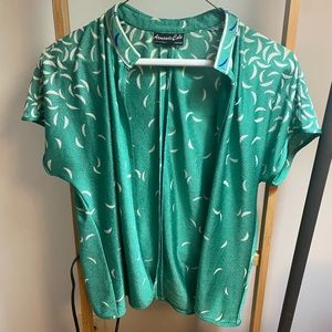 Vintage cardigan Green and white - small